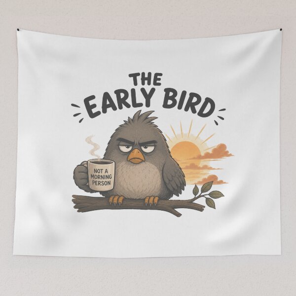 Item preview, The Early Bird | Not a Morning Person Funny Bird designed and sold by BabiesNanimals.