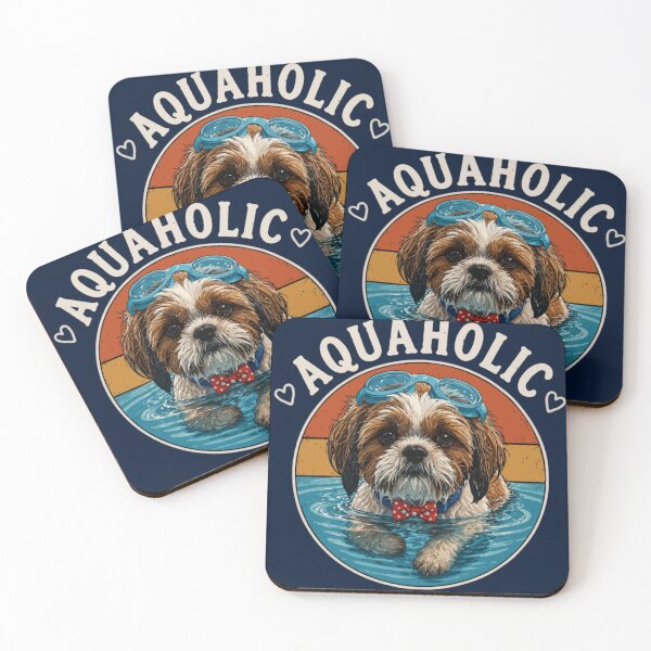 Item preview, Aquaholic Shih Tzu – Funny Swimming Dog Lover Vintage Design designed and sold by PawsAndPallette .