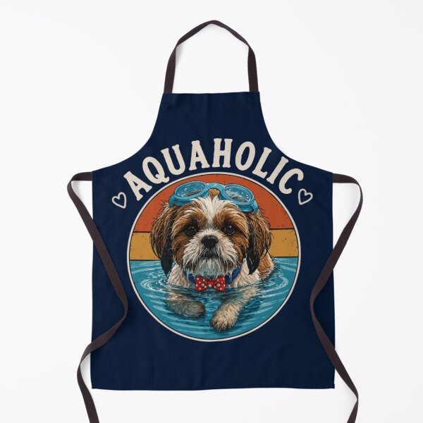 Item preview, Aquaholic Shih Tzu – Funny Swimming Dog Lover Vintage Design designed and sold by PawsAndPallette .