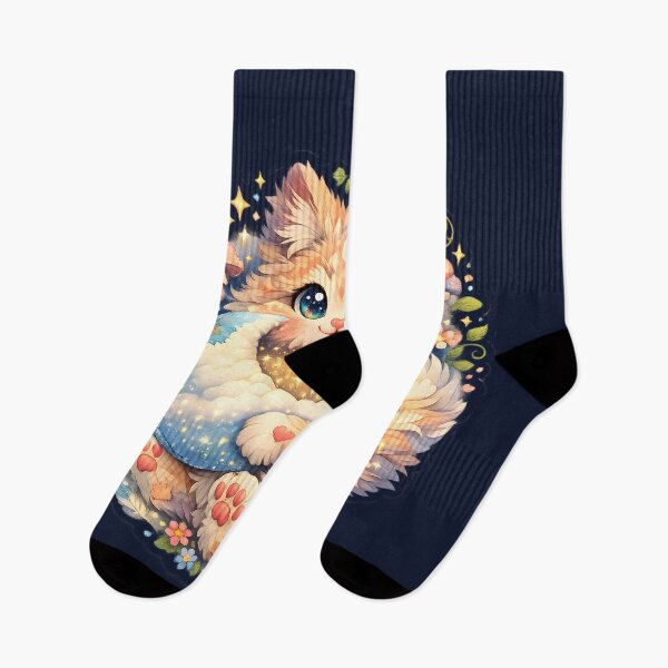 Item preview, Dreamy Celestial Kitten Hugging Crescent Moon - Whimsical Pastel Cat Art designed and sold by MCV-Designs.