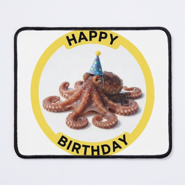 Item preview, Octopus happy birthday party hat cake balloons meme memes funny designed and sold by CheeseBlueprint.
