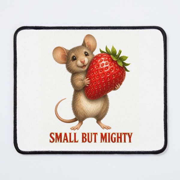 Item preview, Small but Mighty Mouse Holding a Giant Strawberry designed and sold by RoPrincess.
