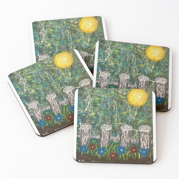 Item preview, Golden Sun Over the Wildflower Fence designed and sold by Unhinged Art.