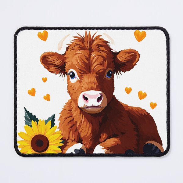Item preview, Cute Baby Highland Cow with Sunflowers and Hearts designed and sold by icm4639.
