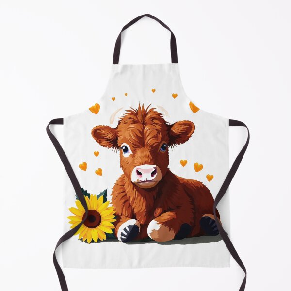 Item preview, Cute Baby Highland Cow with Sunflowers and Hearts designed and sold by icm4639.