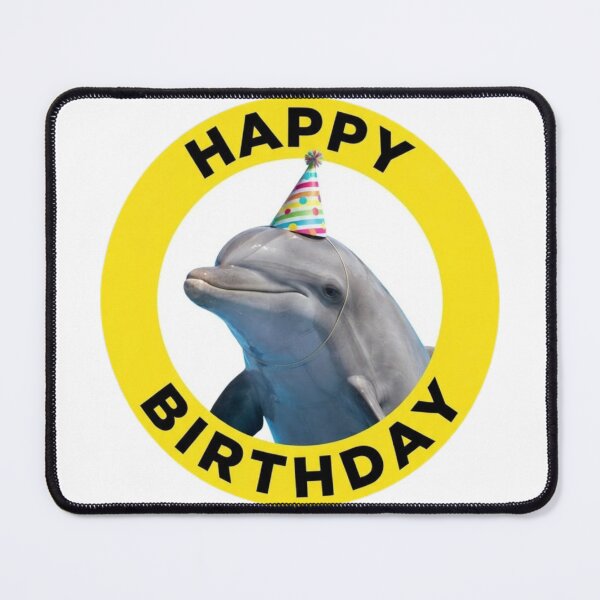Item preview, Dolphin happy birthday party hat cake balloons meme memes funny designed and sold by CheeseBlueprint.