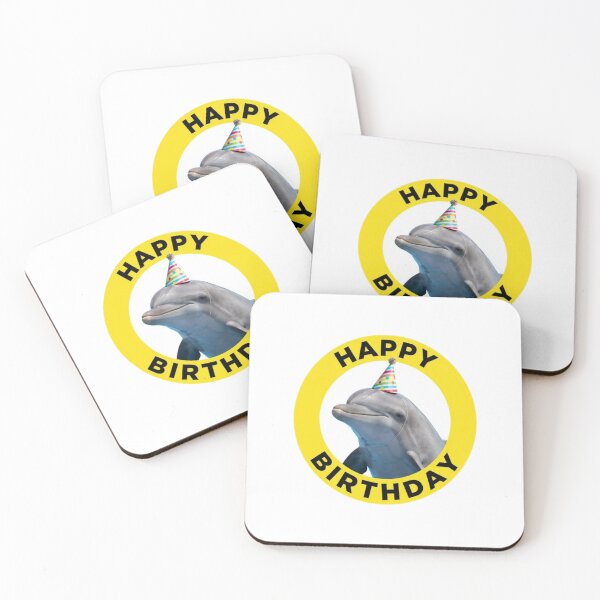 Item preview, Dolphin happy birthday party hat cake balloons meme memes funny designed and sold by CheeseBlueprint.