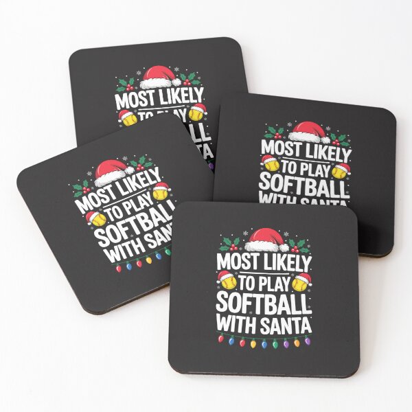 Item preview, Most Likely To Play Softball With Santa Funny Christmas Softball designed and sold by kiralynstration.