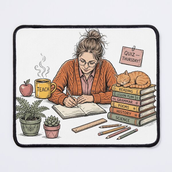Item preview, Retro Groovy Teacher Desk Cozy Bookish Teacher Fall designed and sold by Yellowriversss.