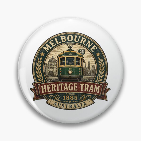 Item preview, Melbourne Heritage Tram Since 1885 Vintage Badge | Retro Australia W-Class Tram Travel Emblem designed and sold by Globalcitytees.
