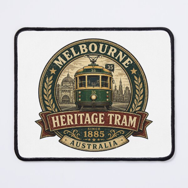 Item preview, Melbourne Heritage Tram Since 1885 Vintage Badge | Retro Australia W-Class Tram Travel Emblem designed and sold by Globalcitytees.