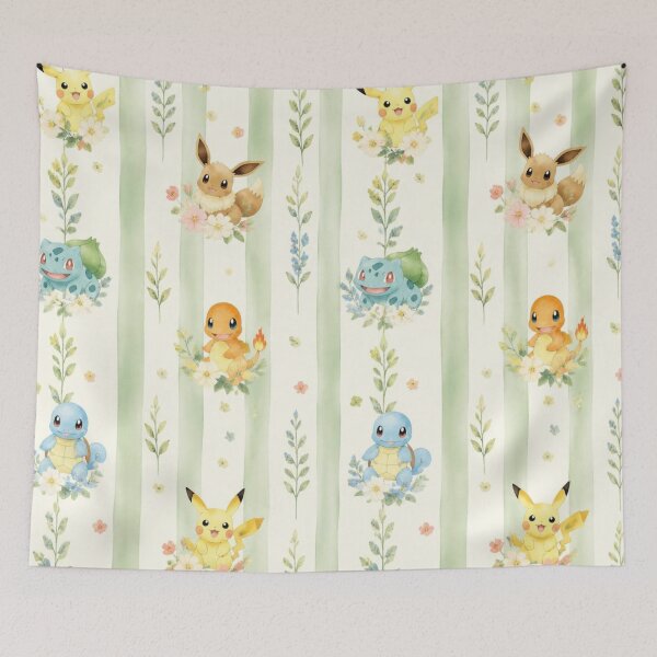 Item preview, Cute Magical Pokémon Floral Striped Pattern designed and sold by KomorebiFlora.
