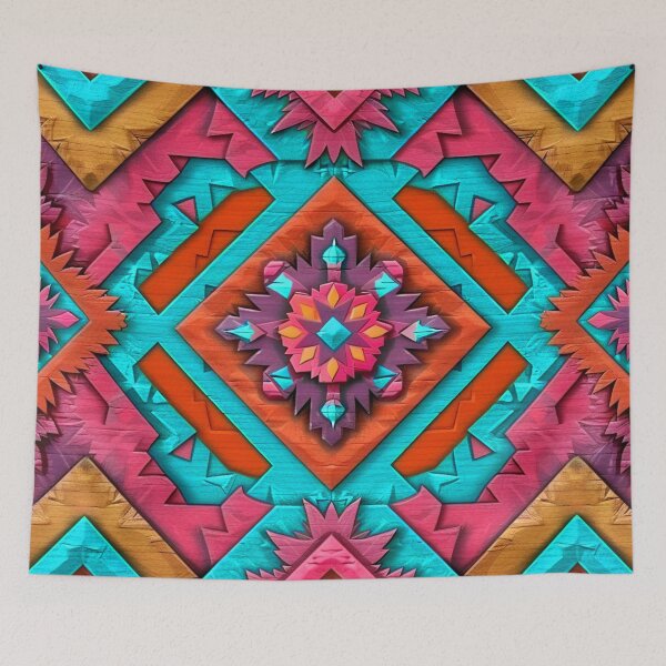 Item preview, Southwestern Blue, Mustard, And Magenta-Pink Designs Pattern designed and sold by DEC02.