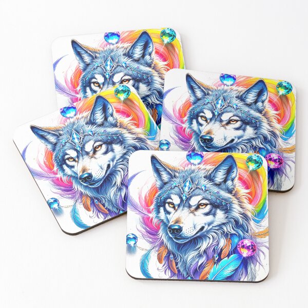 Item preview, Native American Exquisite Wolf Face With Feathers Design designed and sold by DEC02.