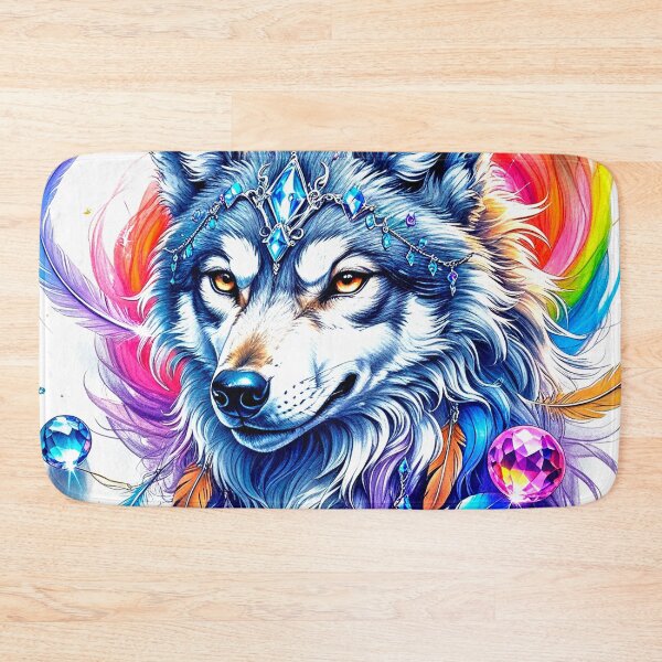 Item preview, Native American Exquisite Wolf Face With Feathers Design designed and sold by DEC02.