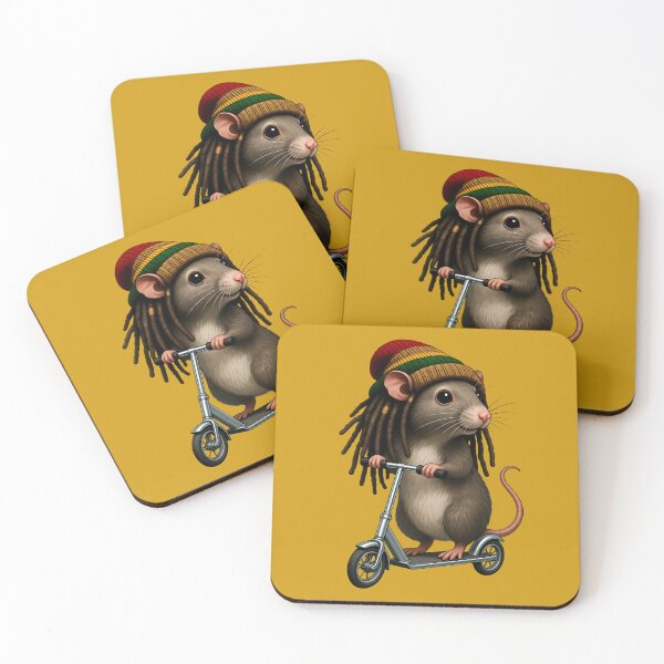 Item preview, Cute Rasta Mouse Riding Scooter | Reggae Dreadlock Rat designed and sold by digitalbob60.