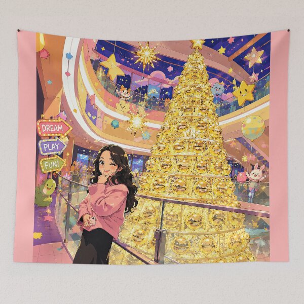 Item preview, Glowing Golden Christmas Tree Anime Girl Art designed and sold by colorful-white.