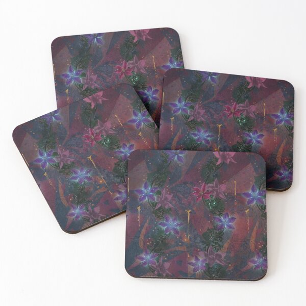 Item preview,  Dark Ethereal Glowing Purple Floral Pattern designed and sold by WitchyBotanicaArt.