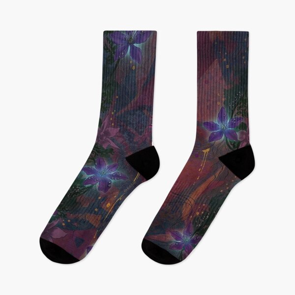 Item preview,  Dark Ethereal Glowing Purple Floral Pattern designed and sold by WitchyBotanicaArt.