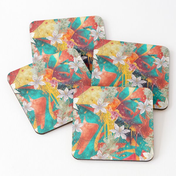 Item preview, Vibrant Abstract Mixed Media Floral Art Pattern designed and sold by WitchyBotanicaArt.