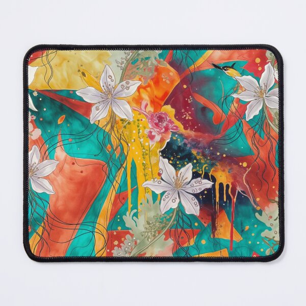 Item preview, Vibrant Abstract Mixed Media Floral Art Pattern designed and sold by WitchyBotanicaArt.