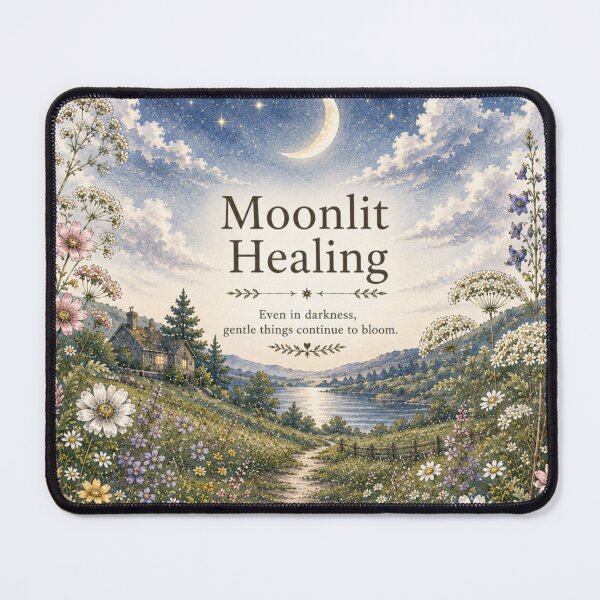 Item preview, Moonlit Healing | Vintage Moon & Wildflower Art designed and sold by am_khylie.