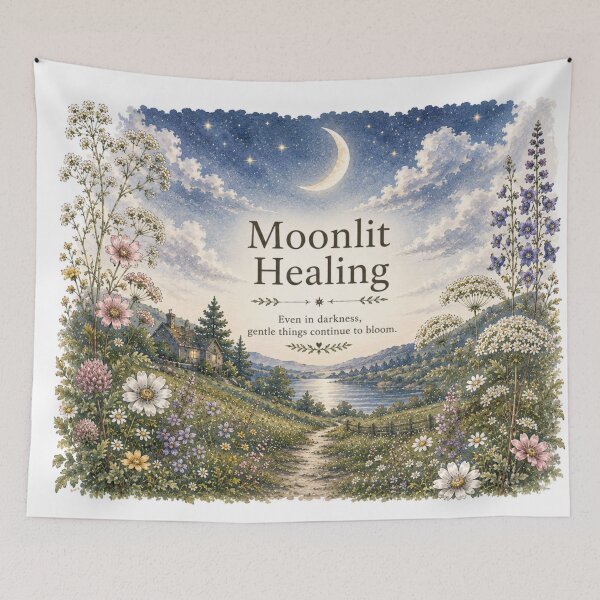 Item preview, Moonlit Healing | Vintage Moon & Wildflower Art designed and sold by am_khylie.