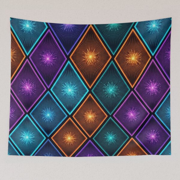 Item preview, Glowing Neon Diamond Starburst Geometric Pattern designed and sold by WitchyBotanicaArt.