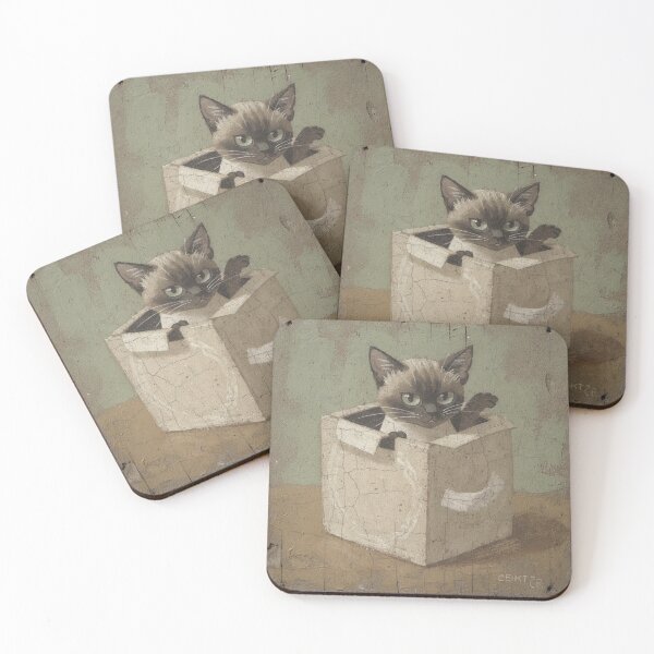 Item preview, Tonkinese Cat Sulking in an Empty Tissue Box Folk Art designed and sold by PictorialWhimsy.