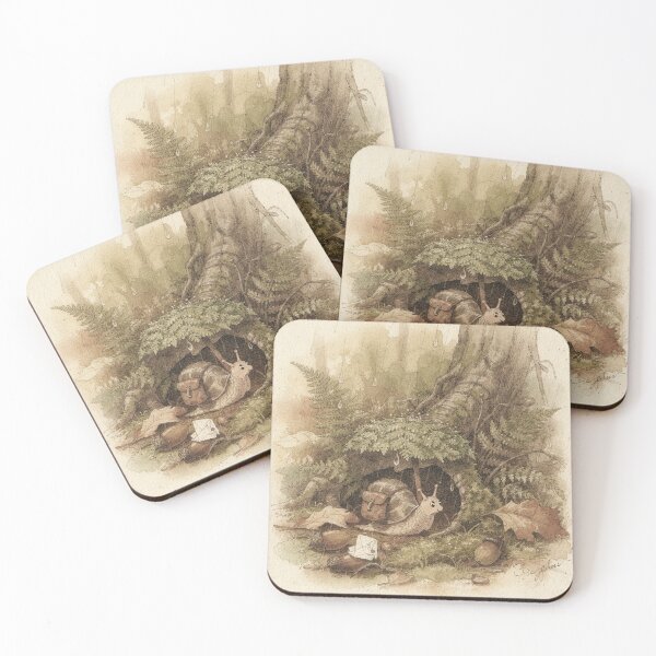 Item preview, Snail Postman With a Fern Umbrella Storybook Art designed and sold by PictorialWhimsy.