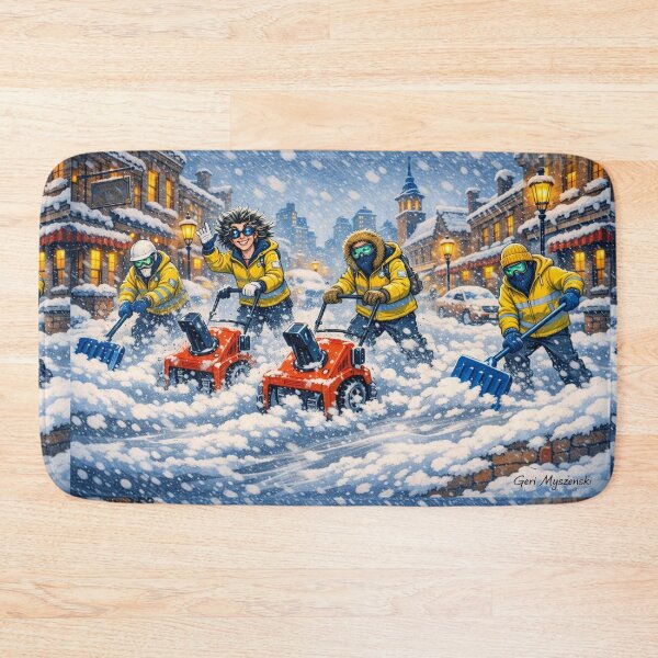 Item preview, Old‑Town Blizzard Crew – Snowstorm Street Workers Cartoon Art designed and sold by The Art Queen Of Michigan .