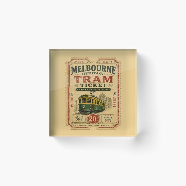 Item preview, Melbourne Heritage Tram Ticket Vintage Edition | Retro Melbourne Australia Tram Travel Souvenir Design designed and sold by Globalcitytees.
