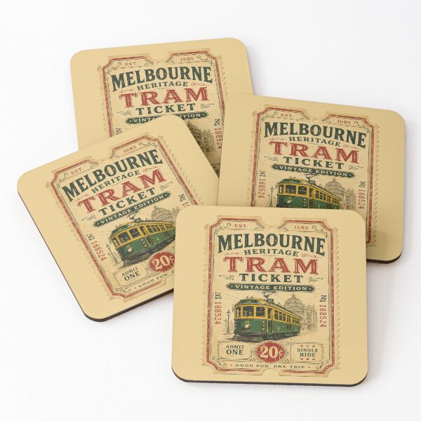 Item preview, Melbourne Heritage Tram Ticket Vintage Edition | Retro Melbourne Australia Tram Travel Souvenir Design designed and sold by Globalcitytees.