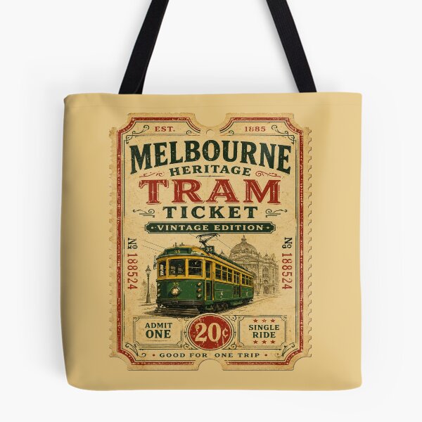 Item preview, Melbourne Heritage Tram Ticket Vintage Edition | Retro Melbourne Australia Tram Travel Souvenir Design designed and sold by Globalcitytees.
