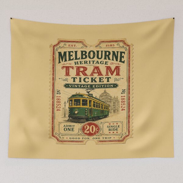 Item preview, Melbourne Heritage Tram Ticket Vintage Edition | Retro Melbourne Australia Tram Travel Souvenir Design designed and sold by Globalcitytees.
