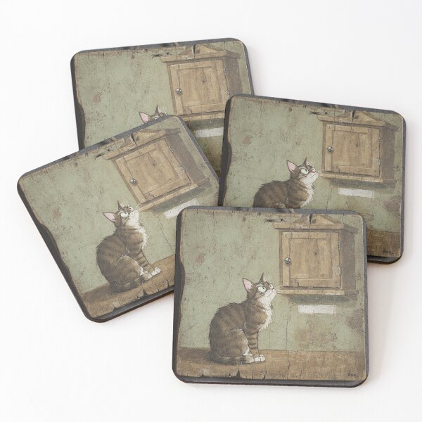 Item preview, Manx Cat Glaring at the Treat Cupboard Folk Art designed and sold by PictorialWhimsy.