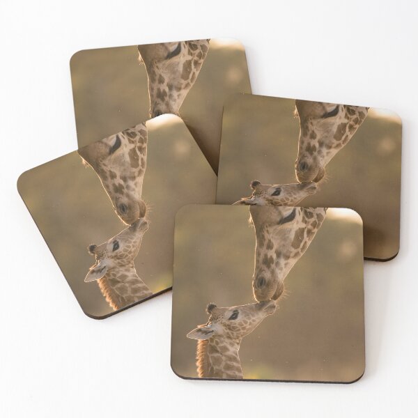 Item preview, Loving giraffe mother with her baby at sunset designed and sold by Fotografin1981.