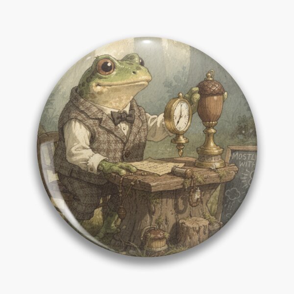 Item preview, Frog Weather Forecaster With an Acorn Barometer Cottagecore Art designed and sold by PictorialWhimsy.