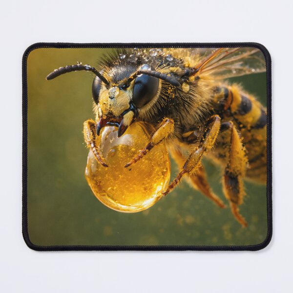 Item preview, Macro photograph of a wasp with a golden drop of honey designed and sold by Fotografin1981.