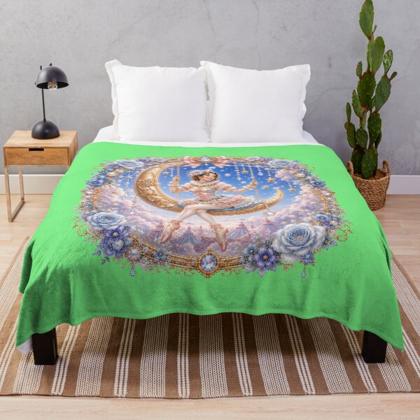 Item preview, Celestial Crescent Moon Swing Clown in a Blue Floral Wreath designed and sold by sunbowjp stadio.