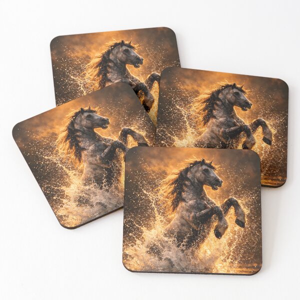 Item preview, Powerful rearing horse in golden water designed and sold by Fotografin1981.