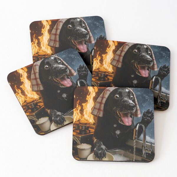 Item preview, Funny, chaotic dog baking in a burning kitchen designed and sold by Fotografin1981.