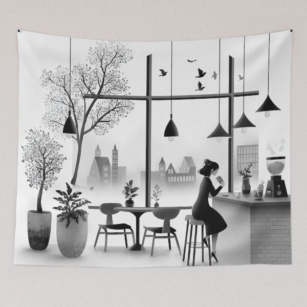 Item preview, Scandinavian Coffee Corner Illustration designed and sold by PaintbrushPlace.
