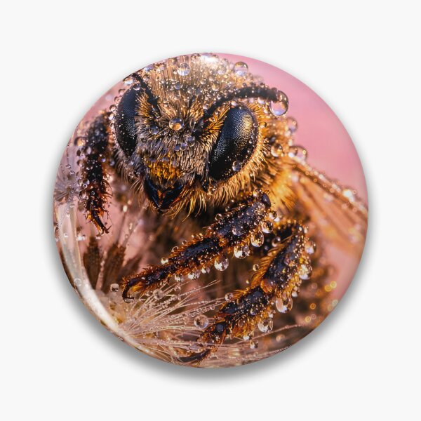 Item preview, Bee with water droplets on a dandelion at sunset designed and sold by Fotografin1981.