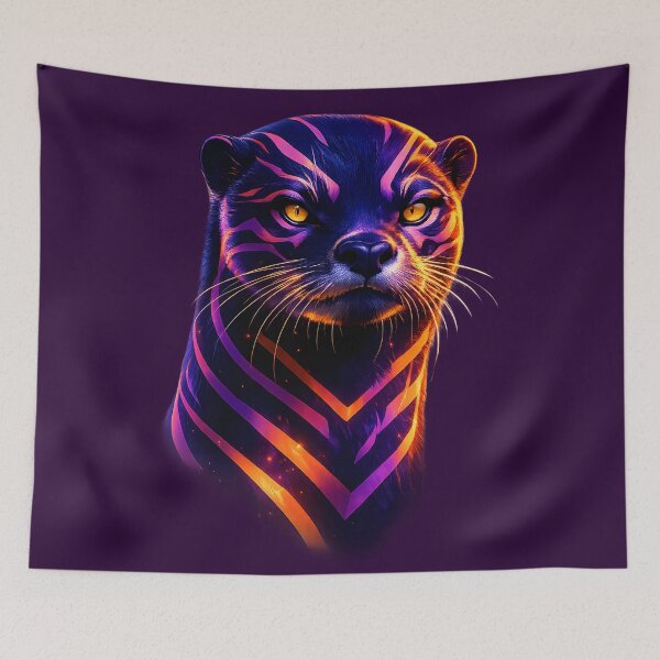 Item preview, Neon Otter Cyberpunk Animal Trippy Synthwave Poster designed and sold by K Design Store.
