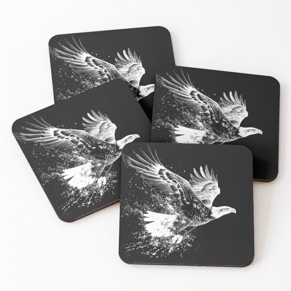 Item preview, Bald Eagle in Flight Black and White Wildlife Art designed and sold by inkoutninja.