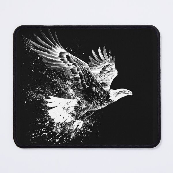 Item preview, Bald Eagle in Flight Black and White Wildlife Art designed and sold by inkoutninja.