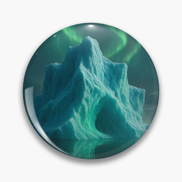 Item preview, Luminous iceberg and wooden boat under magical northern lights designed and sold by Fotografin1981.