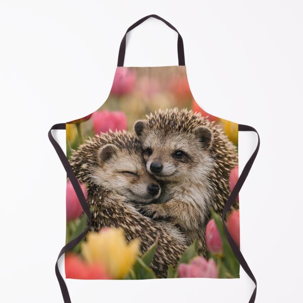 Item preview, Two cuddly hedgehogs in a colorful tulip field in spring designed and sold by Fotografin1981.