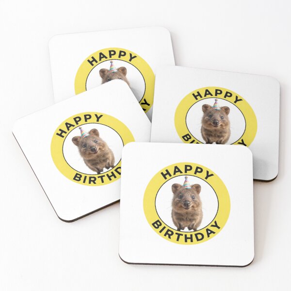 Item preview, Quokka happy birthday party hat cake balloons meme memes funny designed and sold by CheeseBlueprint.